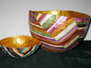 Two Bowls, one 4" and one 7" - papier mache