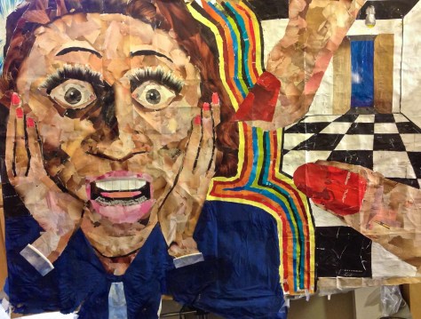 Sometimes the voices are so loud, you just have to scream...Collage made at Yale Psychiatric Hospital 2013, from scraps of magazines and glue.