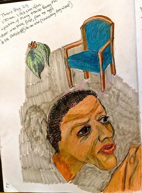 Sketch after Mary Frances Berry Phd. Ballpoint and Colored pencil (from television image)