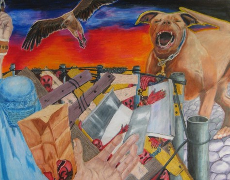 Chained - colored pencil painting 