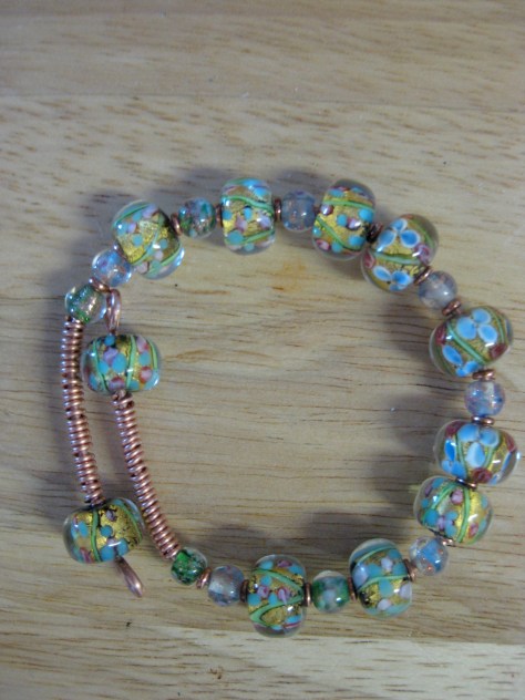 Hand-made clasping Bracelet with copper coils over 14 Gauge Copper.