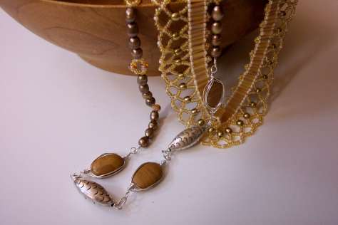 Two handmade Necklaces, in arty photograph
