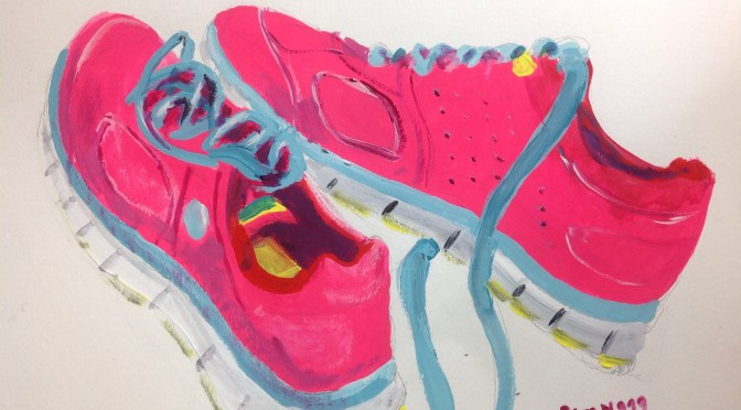 Gouache of Running Shoes by Pamwagg