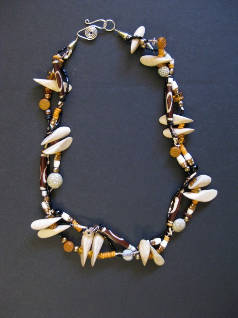 Raw Wood Toothed Necklace on Brass