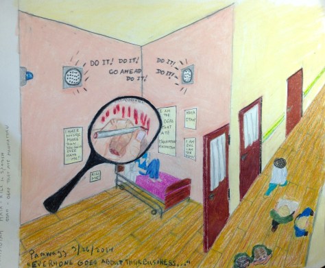 They had a camera in my room, supposedly to monitor me all the time, so how did this happen? I thought they were telling me to do it!