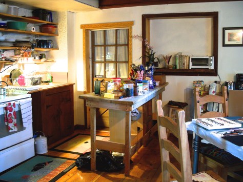 Kitchen and work area in cottage