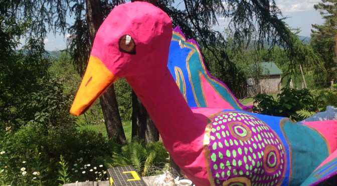 New Art: Papier Mache Goose and Turtle Painting