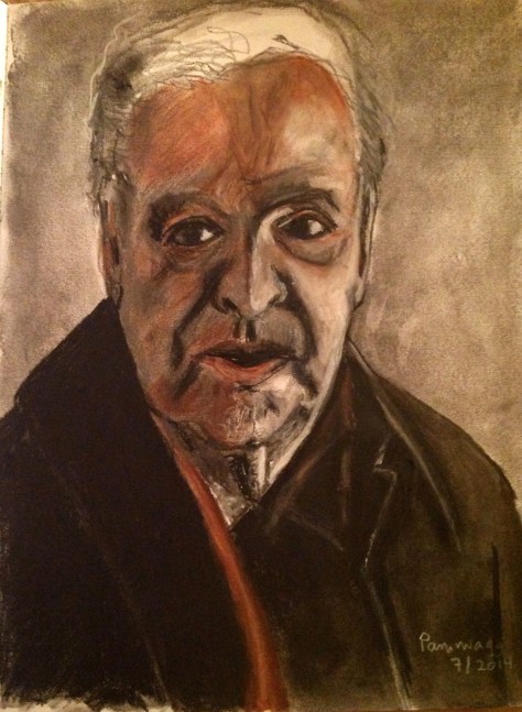 Old Movie Star in conte crayon and charcoal