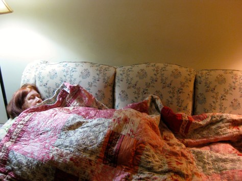 M sleeping under my homemade weighted blanket