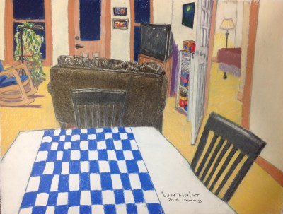 Care Bed Living Room with bedroom in background