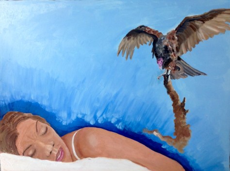 Dreamer with Vulture Tearing At the Fabric of the Universe