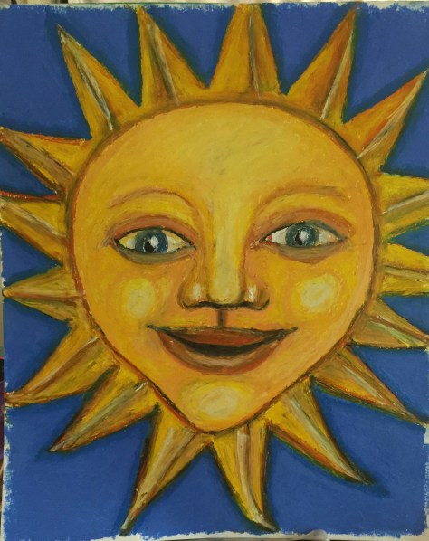 Sun Face Painting By Pamela Spiro Wagner - plan for papier mache sculpture