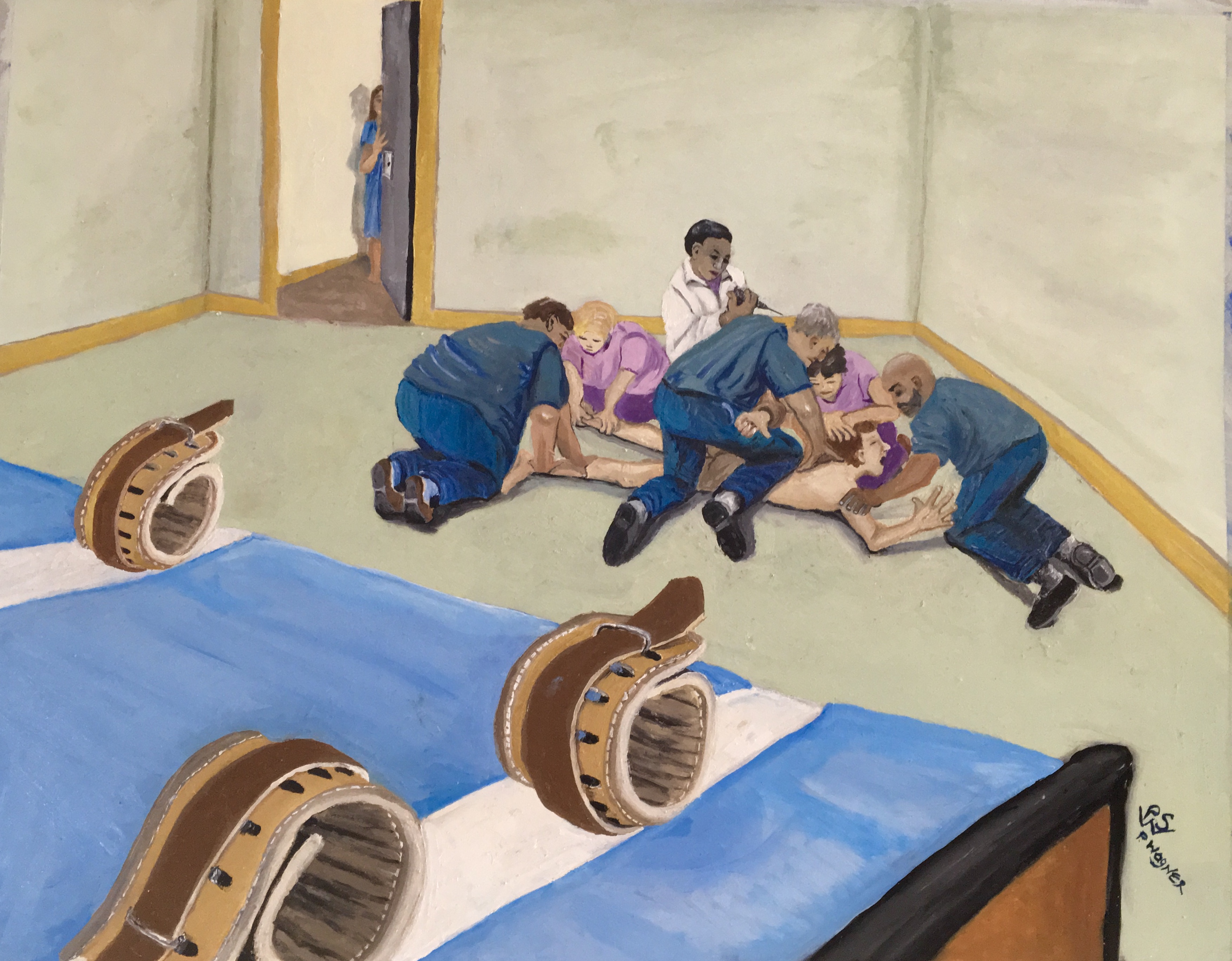 Psychiatric take down and restraint